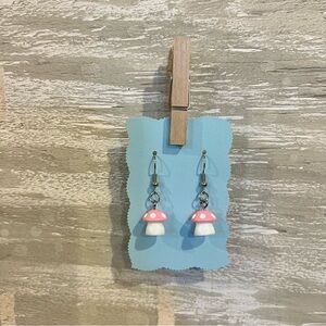 New Pink Resin Mushroom Hook Earrings